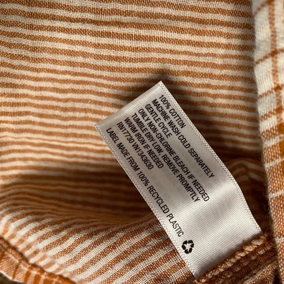 NWT Universal Thread Brown/Orange Plaid Gauze Cotton Button Down Top - Picture 7 of 9